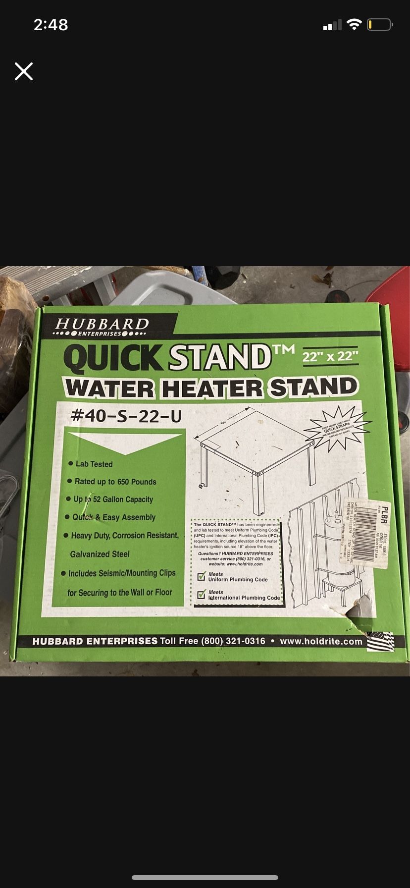 Quick Stand Water Heater Stand 