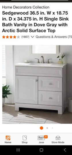 36.5 Wx18.5d X34.7 H Gray Vanity Whit White Artic Top