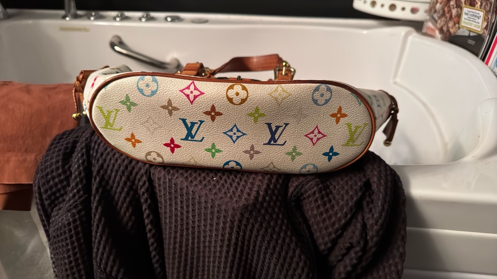 Louis Vuitton Theda Handbag Multi Color White