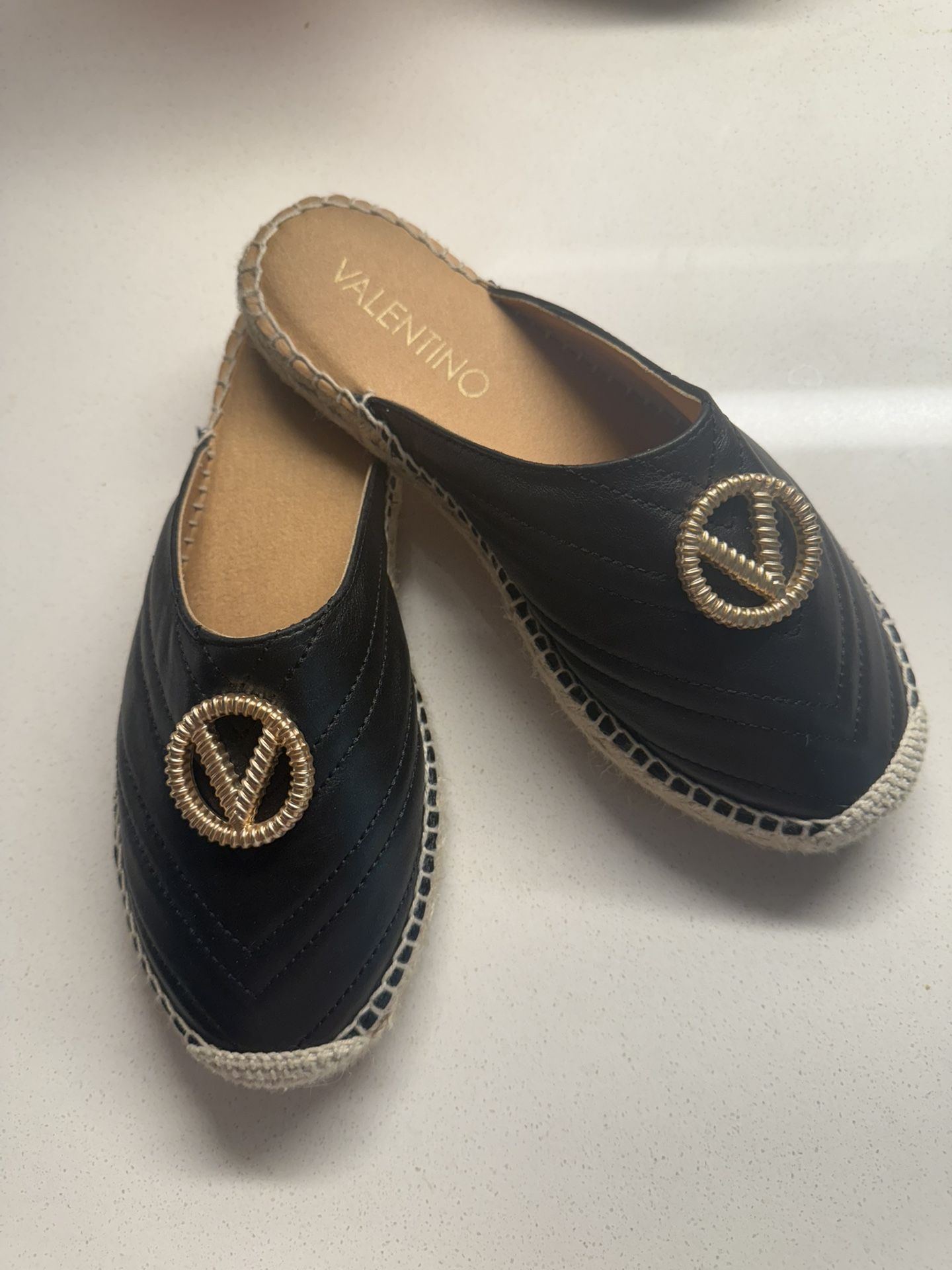 Valentino Leather Espadrilles Flats Sandals
