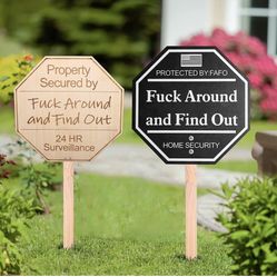 Around and Find Out Yard Signs, FAFO Front Yard Decor Home Security Signs, Wood Front Patio Decor Property Security Protected By Surveillance Sig