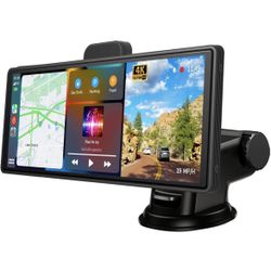 Wireless Apple Carplay & Android Auto, 9.3 Portable Car Stereo with 4K ADAS Dash Cam, Phone Mirroring, AUX/FM/Speaker/Bluetooth, 32.8ft Backup Camera,