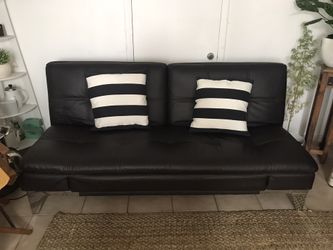 Futon bed couch lether brown