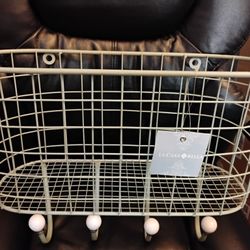 Metal Green Basket With 4 Hangers Made By LA CASA BELLA 