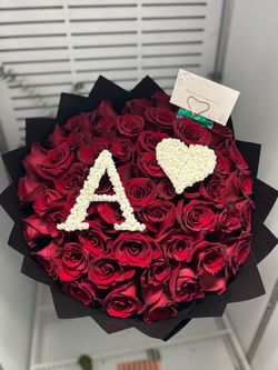 Large Red Rose Bouquet with Letter
