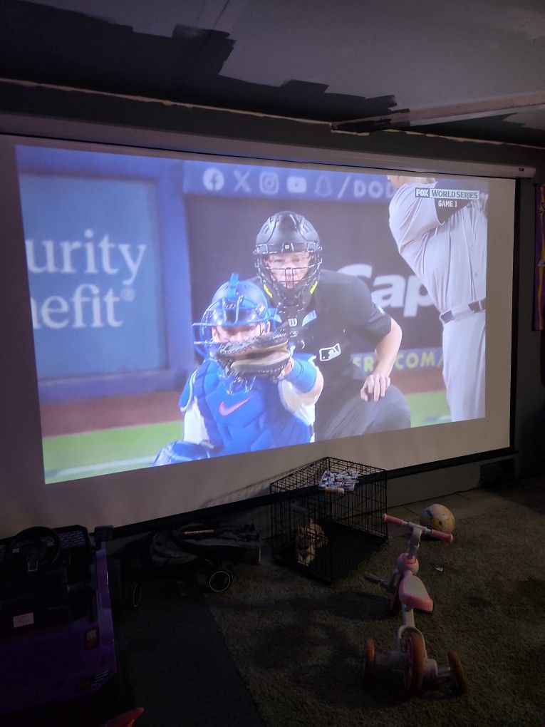 Motorized Projection Screen 166in & Projector