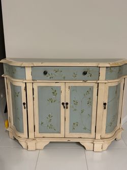 Vintage Hand-Painted Accent Cabinet / Console Table