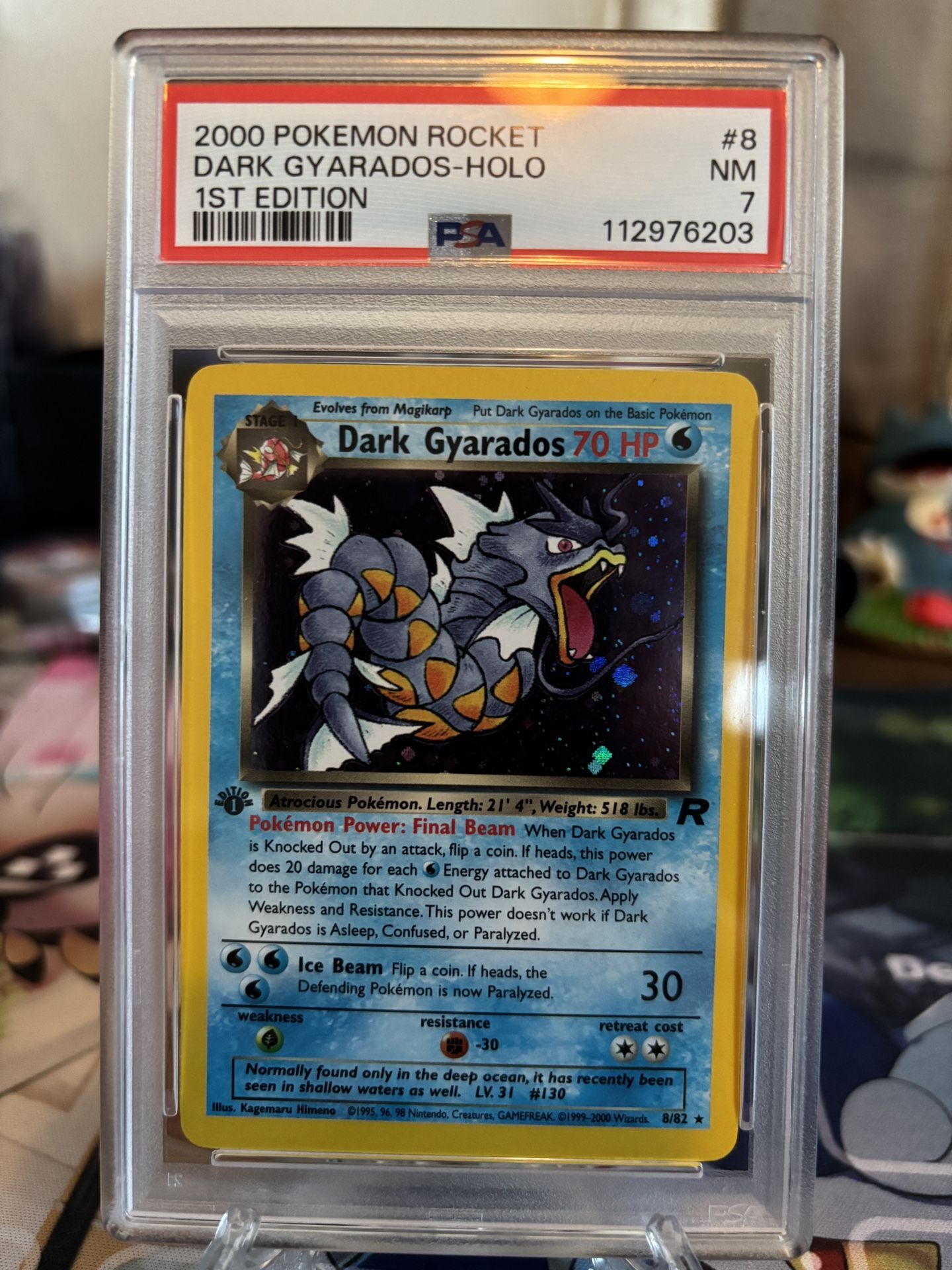 PSA 7 Dark Gyarados Holo 1st Edition #8 (2000) Pokemon Rocket English