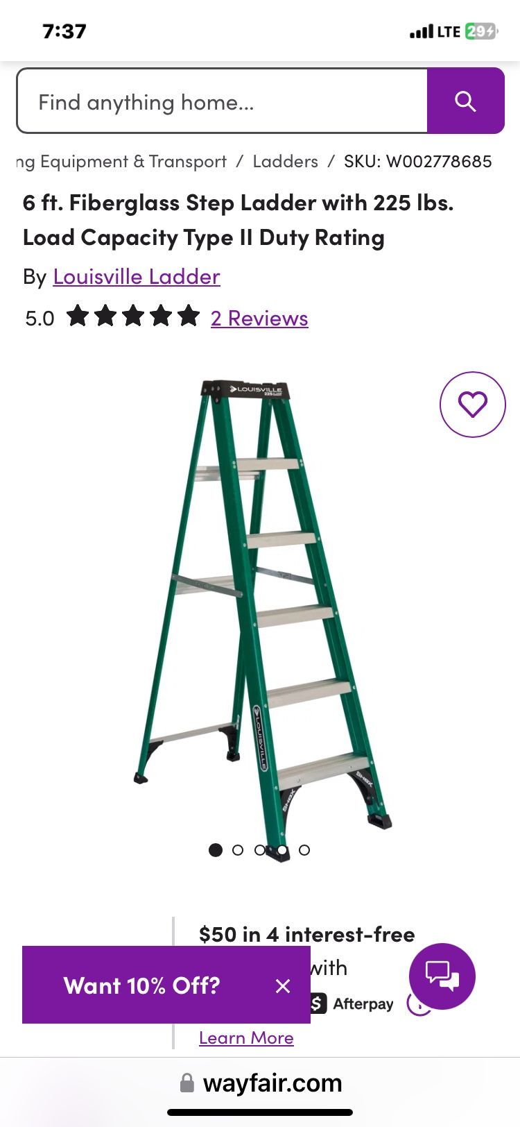 Fiberglass ladder 6 foot
