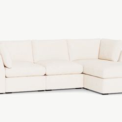 Cozey Ciello 3-Seater Chaise Sofa (Right-Side Chaise) – Opal White, High-Angled Style