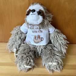 Infloatables 10” Plush Baby Sloth Hanging Stuffed Animal Hook&Loop Arms & Legs