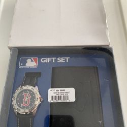 Boston Red Sox Watch and Leather Wallet Gift Set 