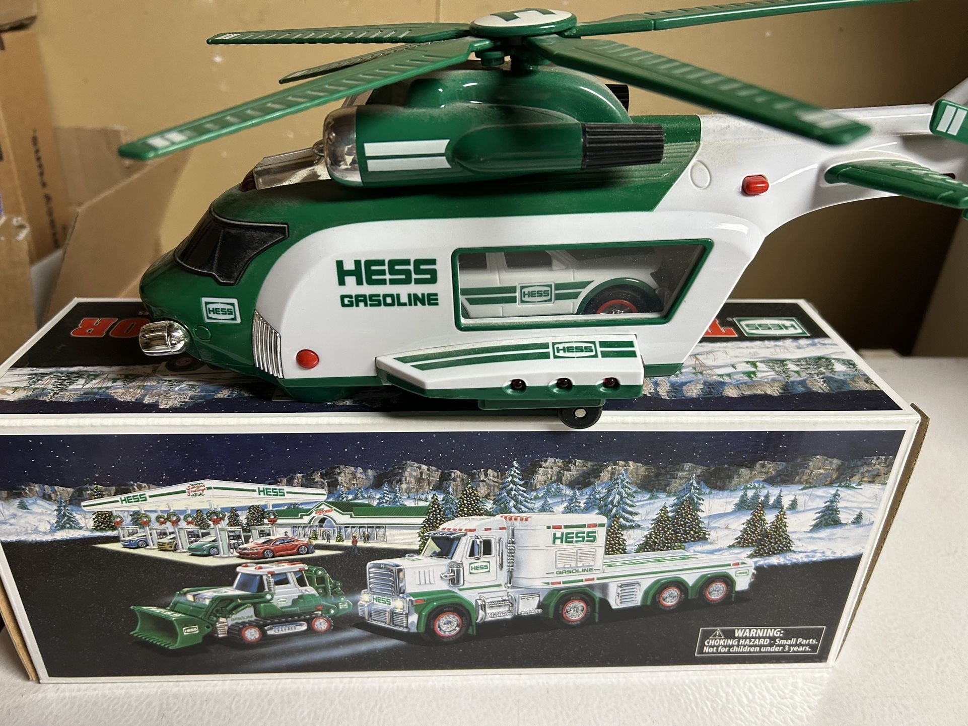 Hess truck (new in box) and Hess helicopter (out of box)