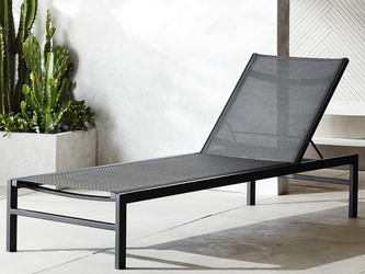 CB2 Idle Black Outdoor Sun Lounger – Aluminum Mesh Chaise | Like New - 3 available