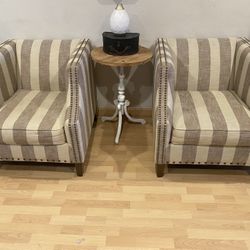 Berwyn View Accent Chair (2) Brown / Tan Stripe Chairs