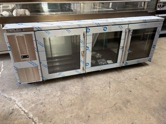 New 3 Glass Door Perlick Bbs84 back bar beer cooler wine bottle display stainless steel nsf refrigerator on wheels