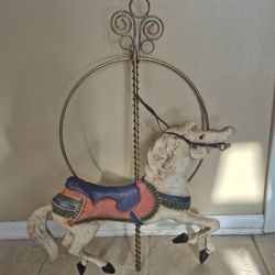 Vintage 1987 Curtis Jere Carousel Horse Sculpture Wall Decor