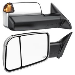 WHALEMOTOR 4.4 人（133） Smoked Power Heated Tow Mirrors Compatible with 2009-2018 Dodge Ram 1500, 2010-2018 2, 2019-2024 1500 Classic Flip Up