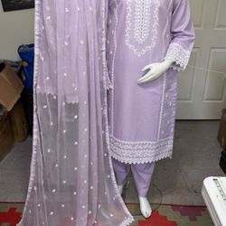 Cotton Party Wear Dress Chiffon Dupatta 