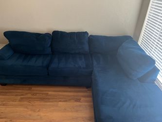 LARGE Navy Polyester Sectional
