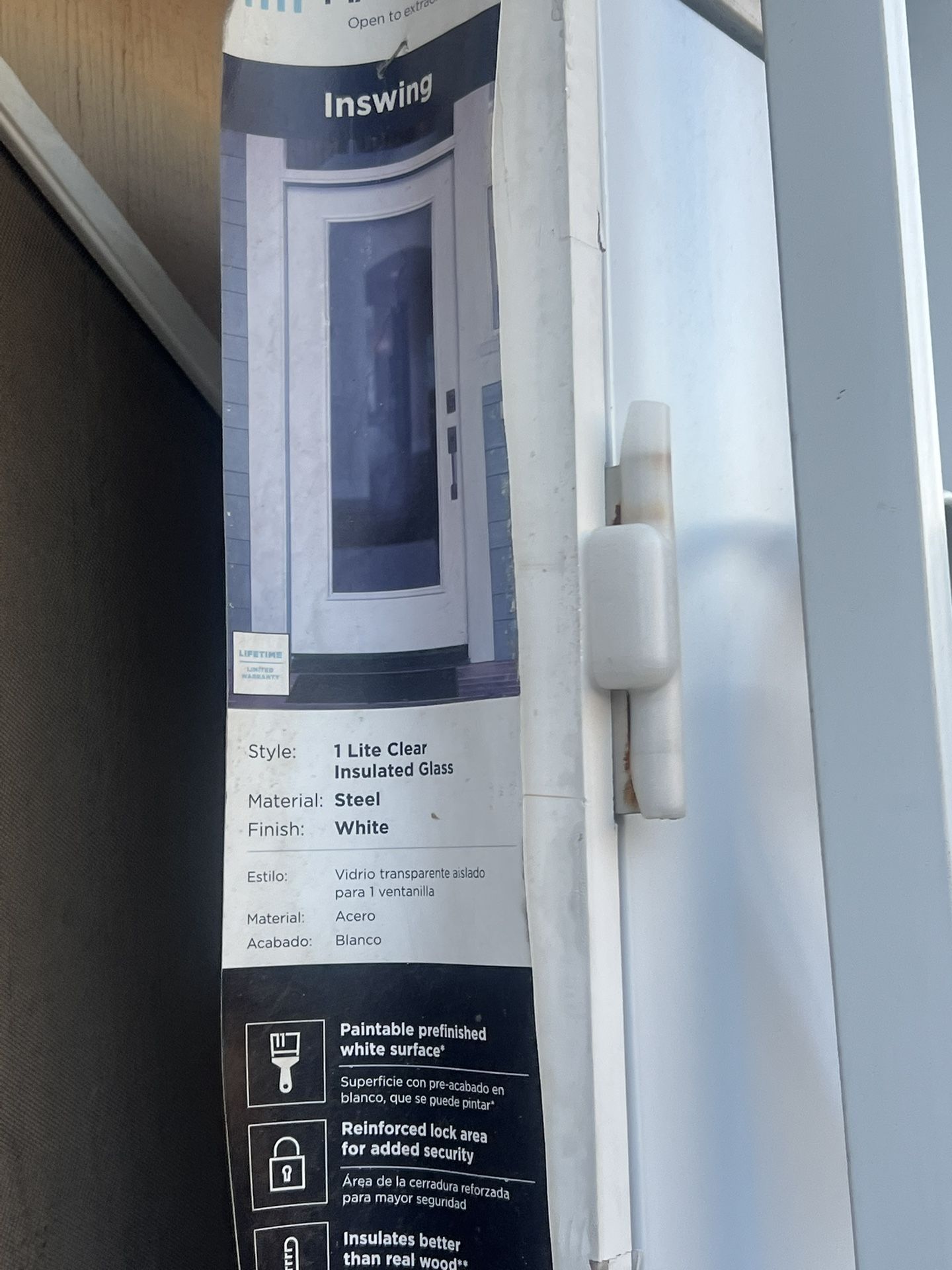 Inswing Full Lite Direct Glazed Smooth Fiberglass Prehung Door