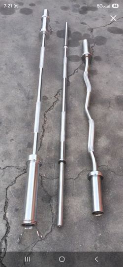 Chrome Olympic Barbell and EZ Curl Bar Set