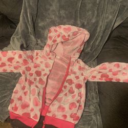 gap pink hoodie with red hearts