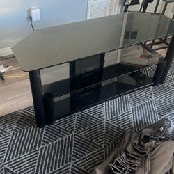 tv entertainment stand - black glass
