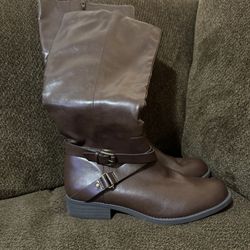 Style & Co Brown Knee High Riding Boots Womens Size 11 Buckle Zip