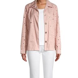 NEW $998 Lafayette 148 Jaren Embroidered Jacket in Pink Medium 