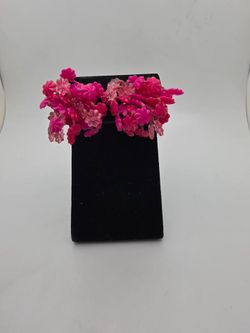 Pink Lucite Floral Cluster Clip Om Earrings