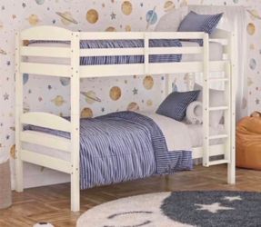 Solid Wood Twin-over-Twin Convertibl e Bun k B ed, Vanilla
