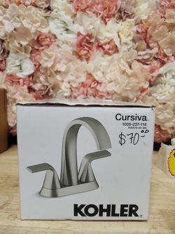 KOHLER
Cursiva 4 in. Centerset Double Handle Bathroom Faucet in Vibrant Brushed Nickel