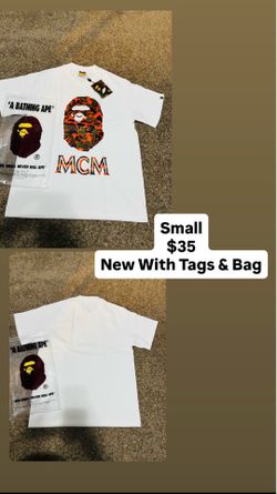 Small white Mcm Bape shirt