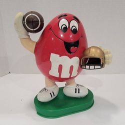 M&M's 1995 Red Football M&M Dispenser ~ Candy Dispenser, Gold Helmet