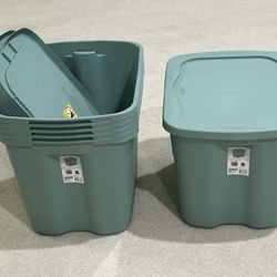 Brand New Set 6 Storage Tote Bin Plastic Container Bins Totes Lids