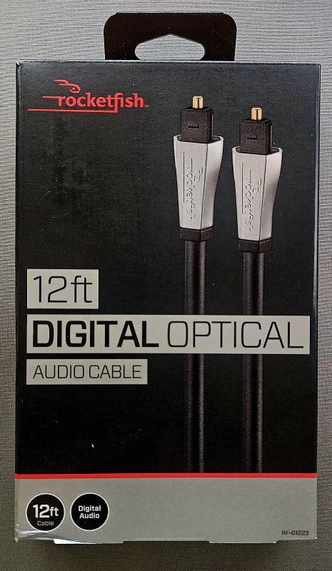 Brand NEW Rocketfish 12ft Toslink Fiber Optic Audio Cable for Home Theater & Sound System