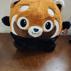 NWT Large Round Black And Light Brown Racoon Plushie