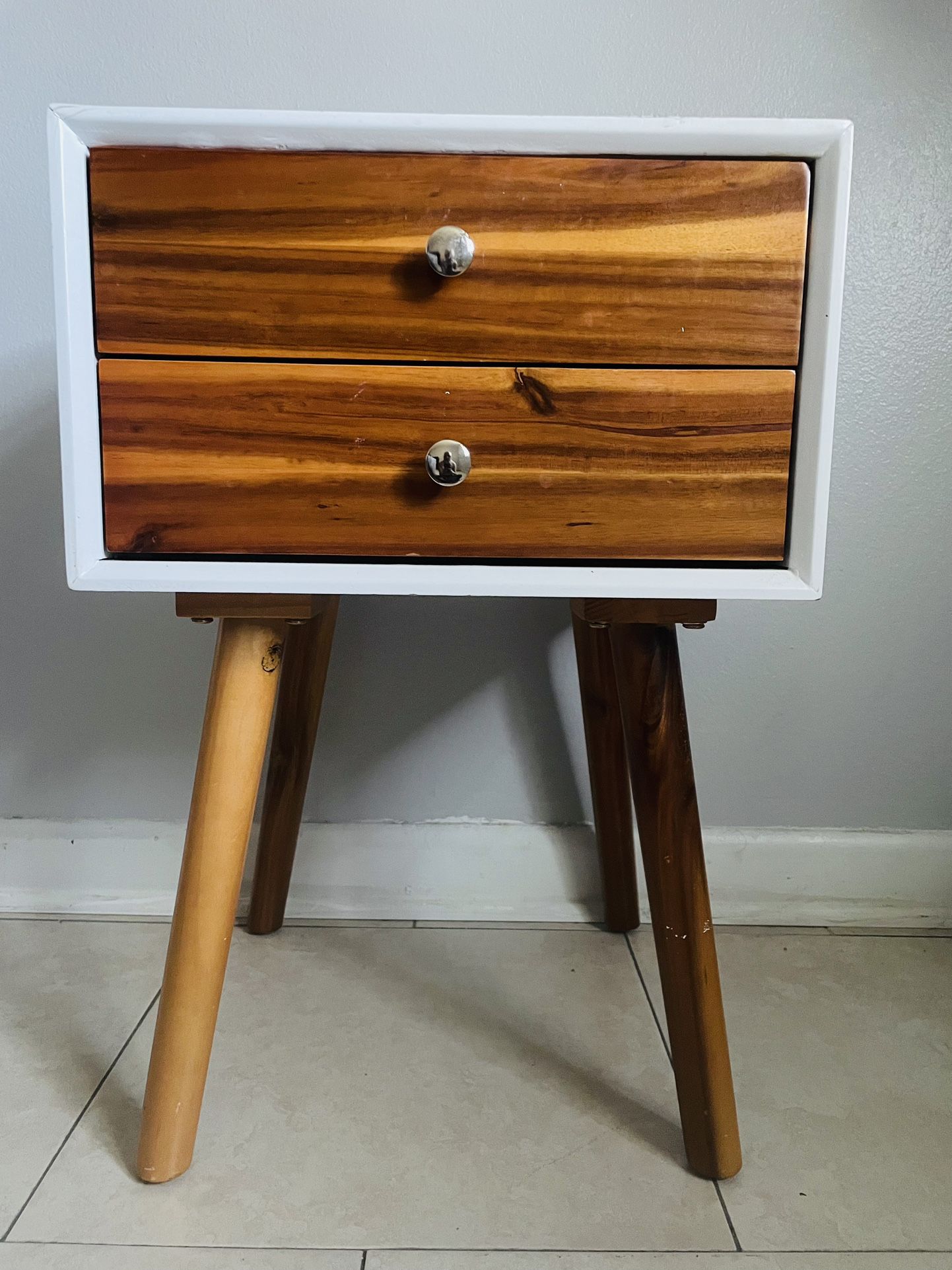One 2-drawer Nightstand Multifunctional Bedside Modern Storage Table Wooden $35