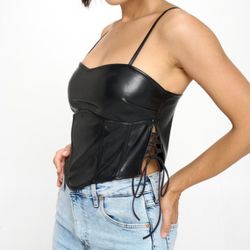 Faux Leather Top