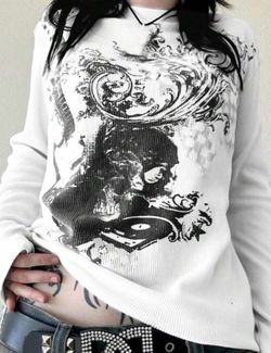 Y2K Unique Print Long Sleeve Shirt