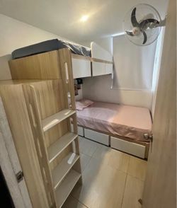 Wood and White Bunk Bed with Storage
