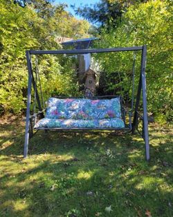 Backyard swing with cushion