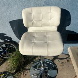  Swivel Bar Stool Set of 2, Leather Adjustable Height Barstools Lift Pub Chair for Kitchen Bar, Beige