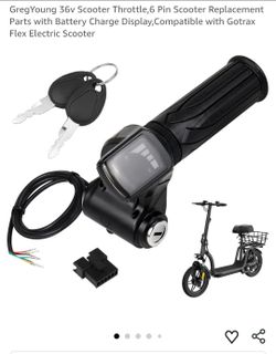 GregYoung 36v Scooter Throttle,6 Pin Scooter Replacement Parts with Battery Charge Display,Compatible with Gotrax Flex Electric Scooter