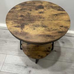 Tier End Table, Round Accent Bedside Table with Storage Shelf New!