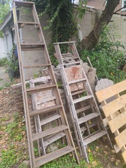 Vintage Wooden Step Ladders – Set of 4