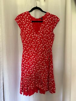 Red Floral Wrap Mini Dress