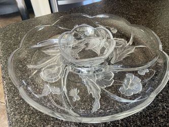 Glass Platter with Dip Bowl