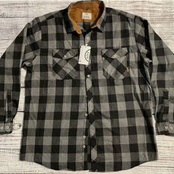 ZITY Flannel Plaid Shirt -Regular Fit Long Sleeve Button Down Shirt / X-Large / Black- Gray NWT